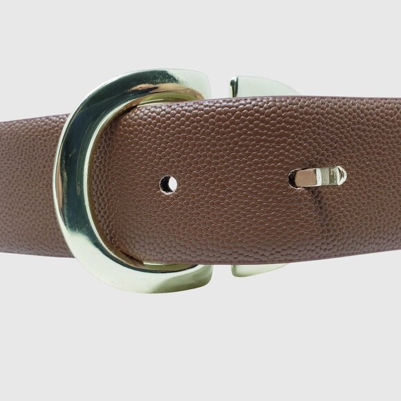 Steve Madden Womens Brown Synthetic Belt With Gold Buckle Size S - Picture 4 of 6
